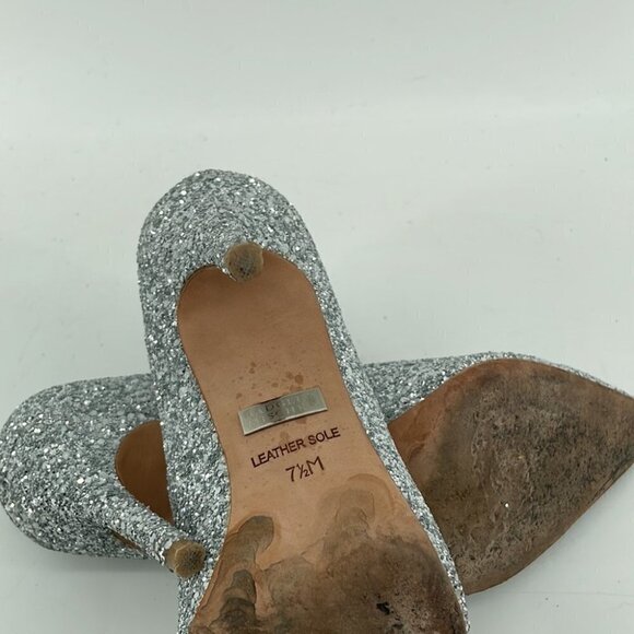 BADGLEY Mischka glitter sparkly silver pump high heel New Years Christmas party - Picture 12 of 16